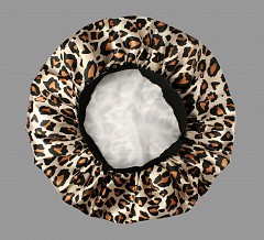 Double Line Premium Leopard Satin Double Lined Bonnet Sleep Cap with Elastic band